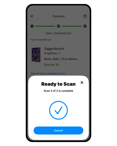 Step 5 of the self-checkout app - Ready to scan your documents